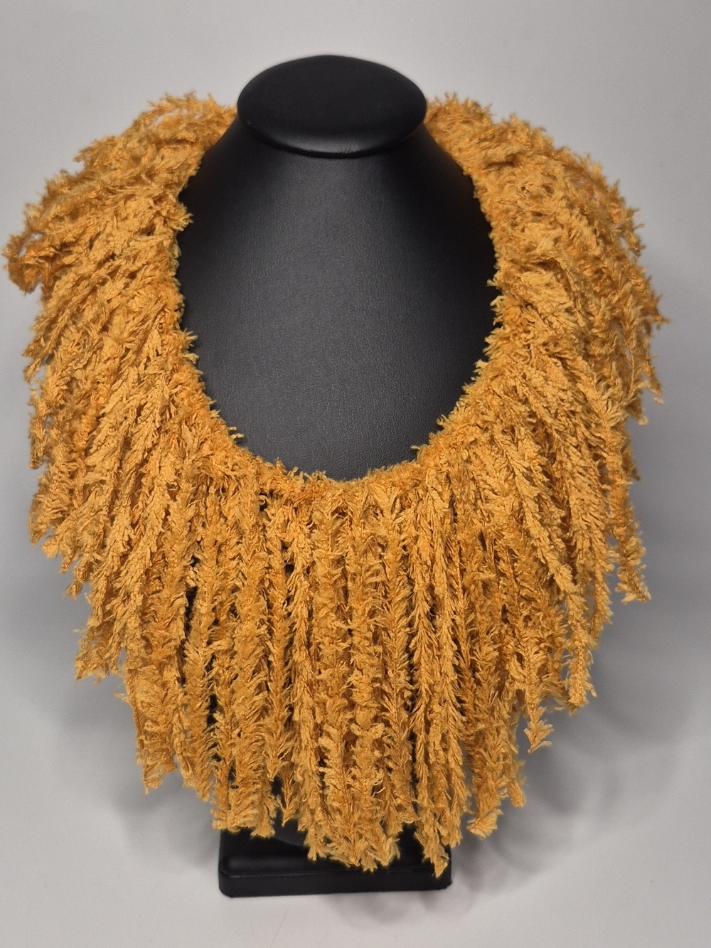 Handmade Fringe Statement Necklace - Mustard